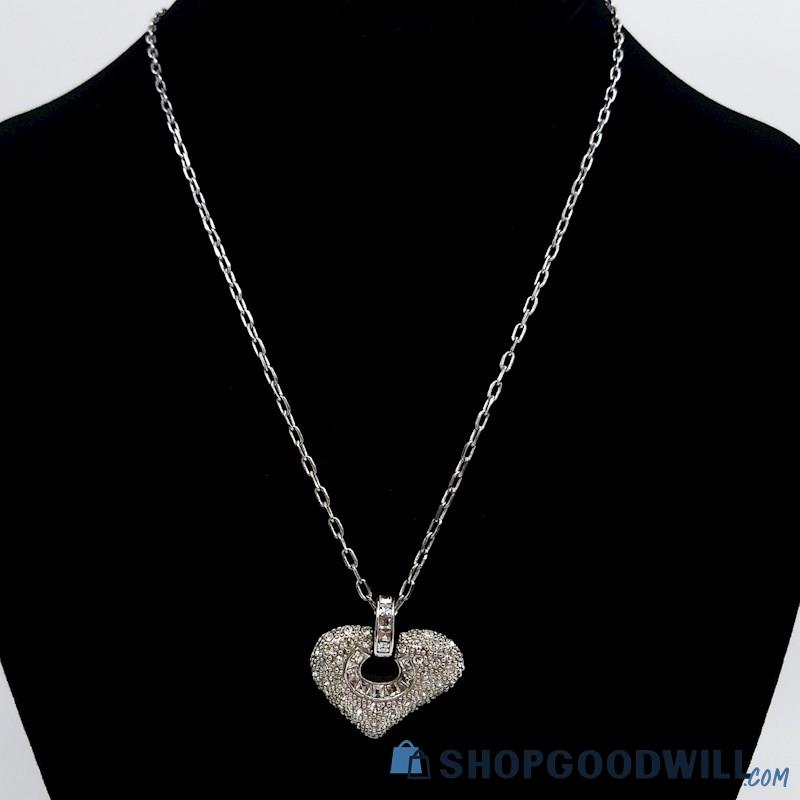 GIVENCHY Crystal Pave Heart Necklace 