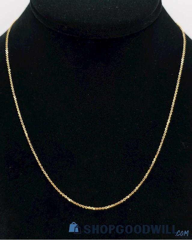 14K Yellow Gold 0.75mm. Wide Simple Chain Necklace 18