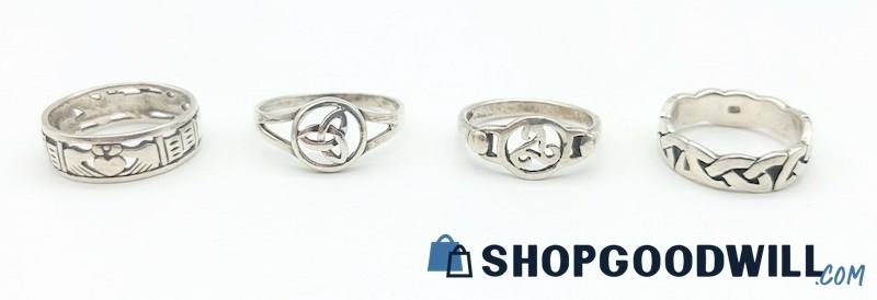 .925 Celtic Ring Collection (4) 12.24grams