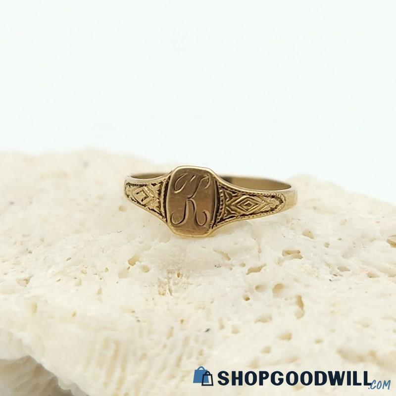 10K Yellow Gold Engraved Initial 