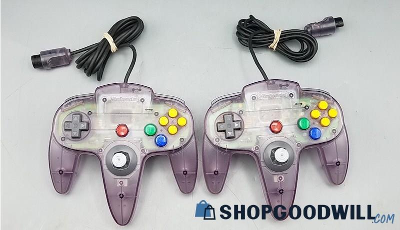  2 Atomic Purple Nintendo 64 N64 Wired Controllers Lot