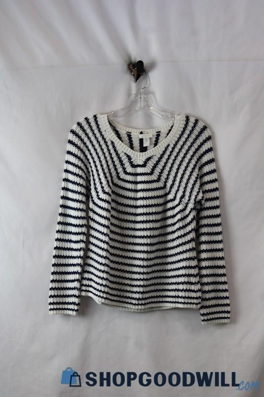 Chicos Womens Navy/White Knit Sweater Sz XS