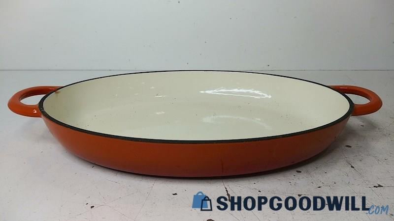 Crofton Orange Enameled Oval-Shaped Pan w/Handles Cookware