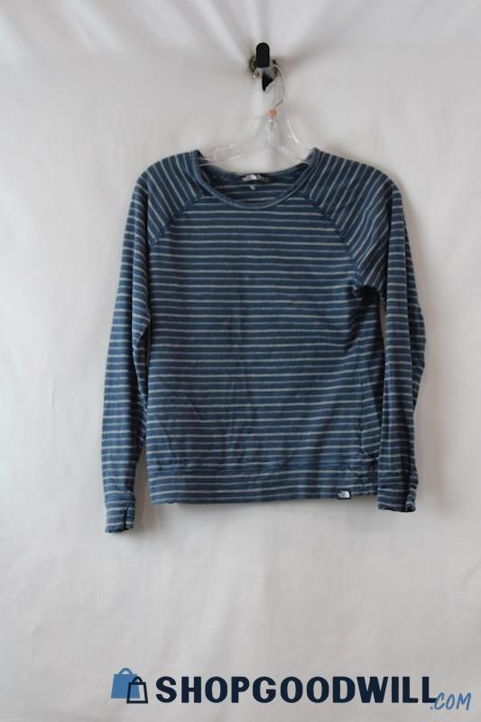 The North Face Women's Blue/Gray Striped Long Sleeve T-Shirt sz S