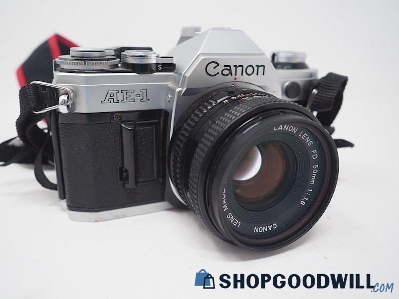 Canon AE-1 SLR Film Camera w/Canon FD 50mm Lens