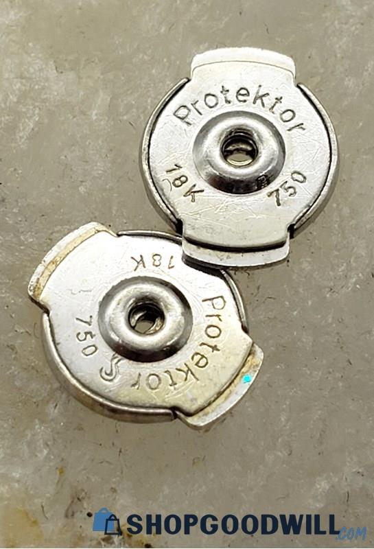 18K White Gold Protektor Squeeze Lock Earring Backs 0.49 grams