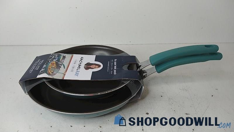 2pc Rachael Ray Cook + Create Fry Pan Twin Pack Enameled Aluminum Cookware