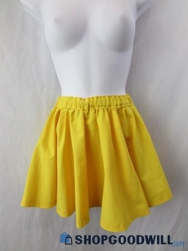 Unbranded Women's Yellow Pleated Mini Skirt SZ XS 