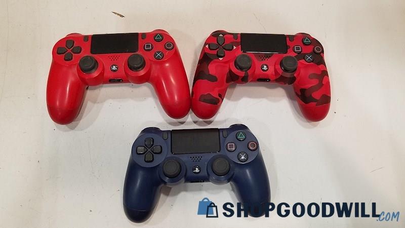  H) 3 Sony Playstation 4 PS4 Wireless Controllers Lot Various Colors
