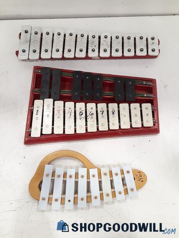 7LB Lot Appears VTG Branded/Unbranded Child Youth Xylophones 3PC