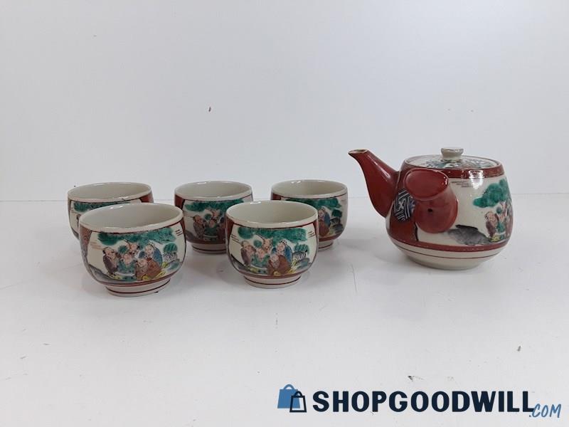 Japanese 6pc Porcelain Hand-painted Tea Set 