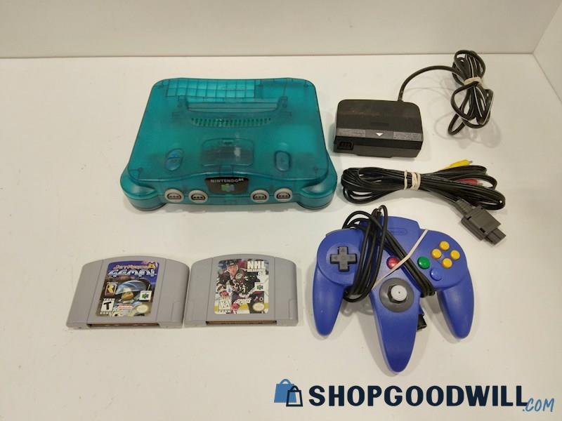 Nintendo 64 ICE BLUE NUS-001 Console W/Game, Cords and Controller-tested