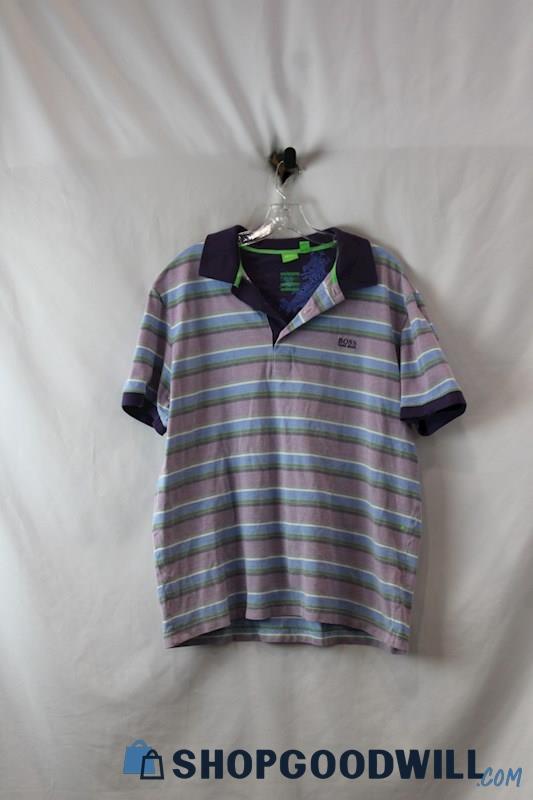 Hugo Boss Men's Purple/Blue Striped Polo Shirt sz XXL