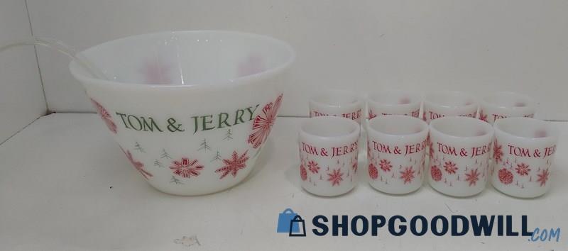 10pc Anchor White Tom & Jerry Set - Bowl, Ladle and 8 Mugs