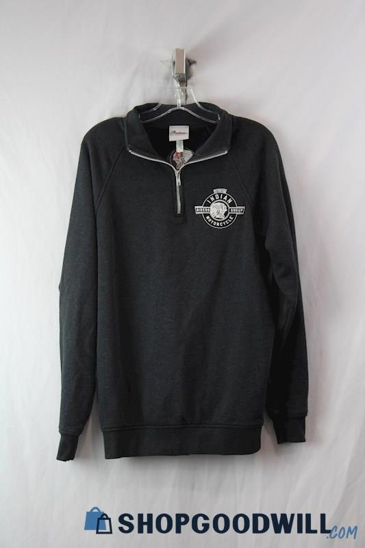 Indian Motorcycle Men's Black Embroidered Fleece Lined 1/4 Zip Sweatshirt SZ S