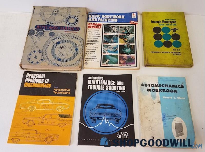 Vtg 1967-73 Car/Motorcycle Repair/Painting HC/SC Automotive Chilton's Math+