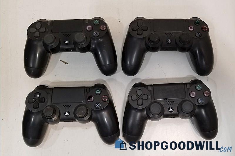  B) 4 Black Sony Playstation 4 PS4 Wireless Controllers Lot