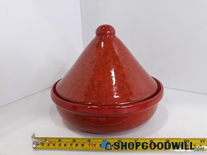 Red Ceramic Moroccan / Arabic Tagine Pot Clay Cookware Made in Italy
