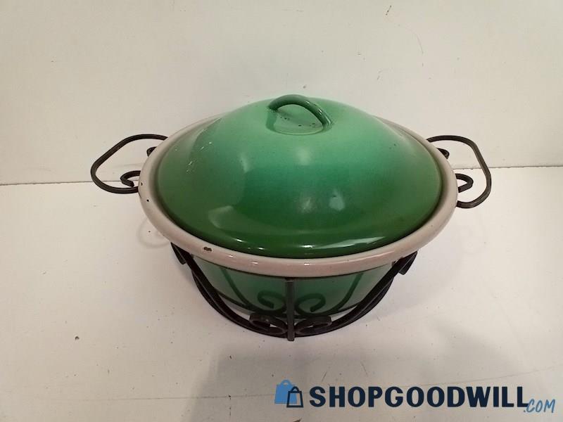 4LBS Cooking Pot w/Cover Green Home Kitchen Appears Globe Ware Dish
