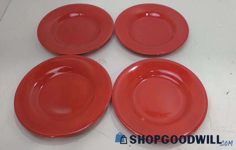 Tabletops Gallery  Set of 4 Salad Plates - Cherry Red