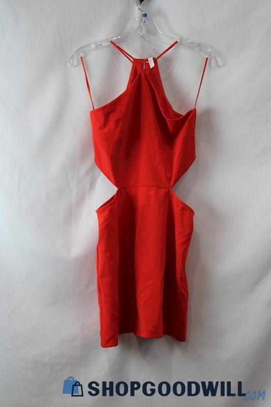 STRADIVARUIS Womens Red Cutout Mini Dress Sz M