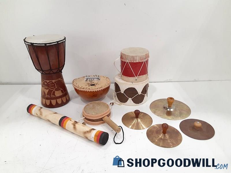 6LB Mixed Lot Handmade Percussion Musical Instruments & VTG Hand Cymbals Youth