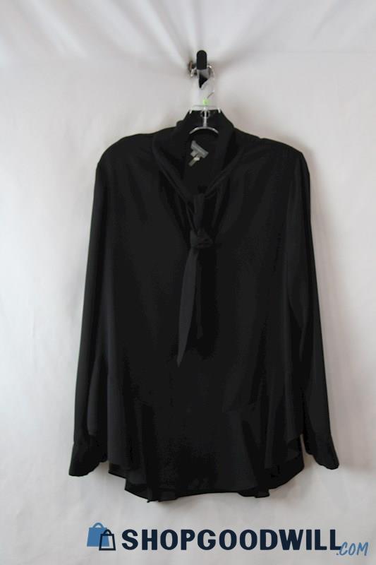 Vince Camuto Women's Black Tie Neck Long Sleeve Blouse sz L