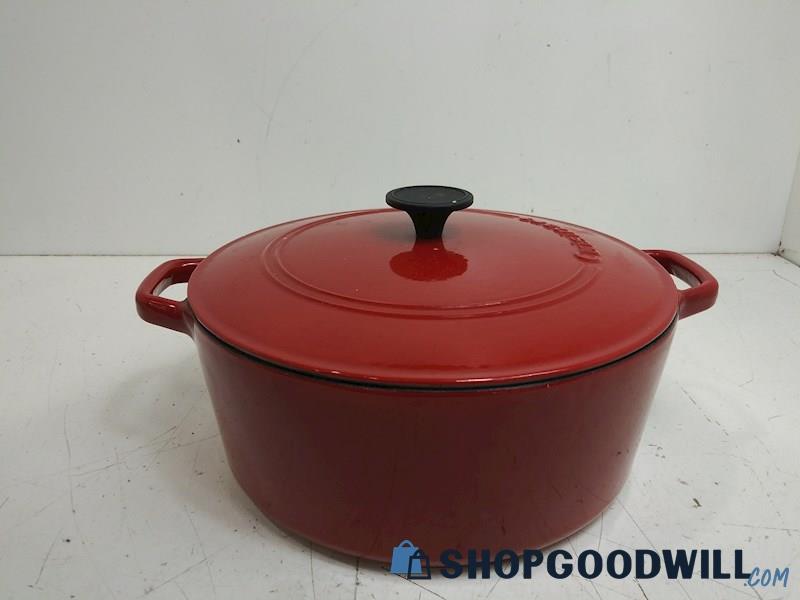 Cuisinart Large Red Cooking Pan Cast Iron Covered Dutch Oven C167030 Used