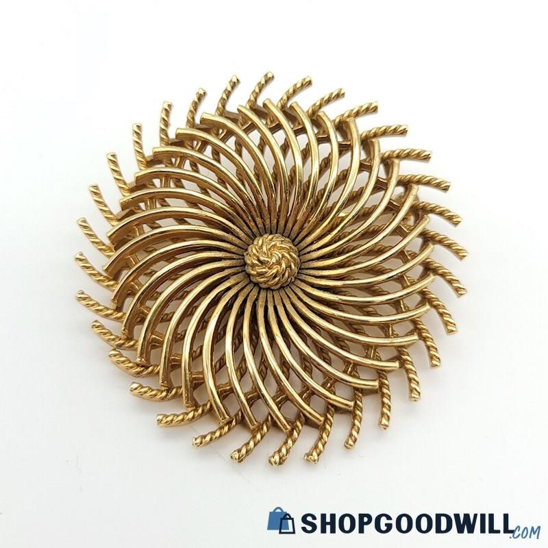 Vintage Crown Trifari Pinwheel Gold-Tone Brooch
