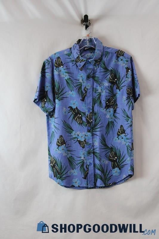 Star Wars Men's Blue Tropical Star Wars Graphic Button Up Shirt sz S