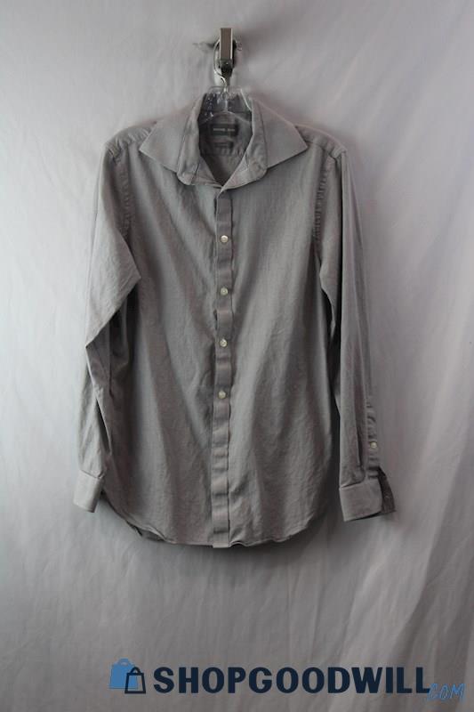 Michael Kors Men's Grey Houndstooth LS Button Up Shirt SZ 15x32/33