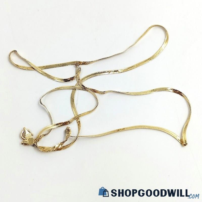 14K YG Herringbone Chain Necklace for Scrap 1.56 Grams