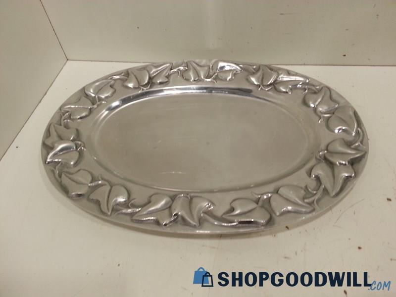 Vtg Mariposa Pewter Oval Serving Tray 14x19.5