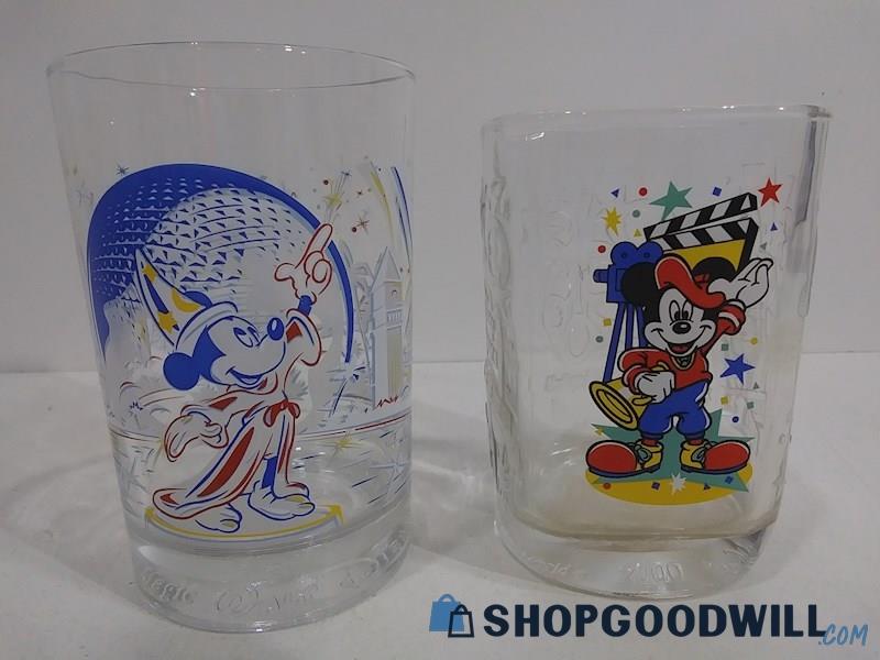 Vintage Disney Mickey Mouse Glass Cup Set of 2