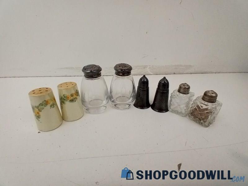 8pc Salt and Pepper Shakers Home Kitchen Glass Ceramic UNBRANDED