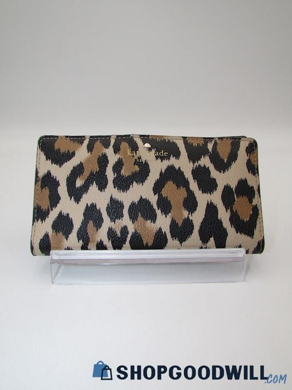 Kate Spade Leopard Print PVC Slim Bi-Fold Wallet Handbag Purse