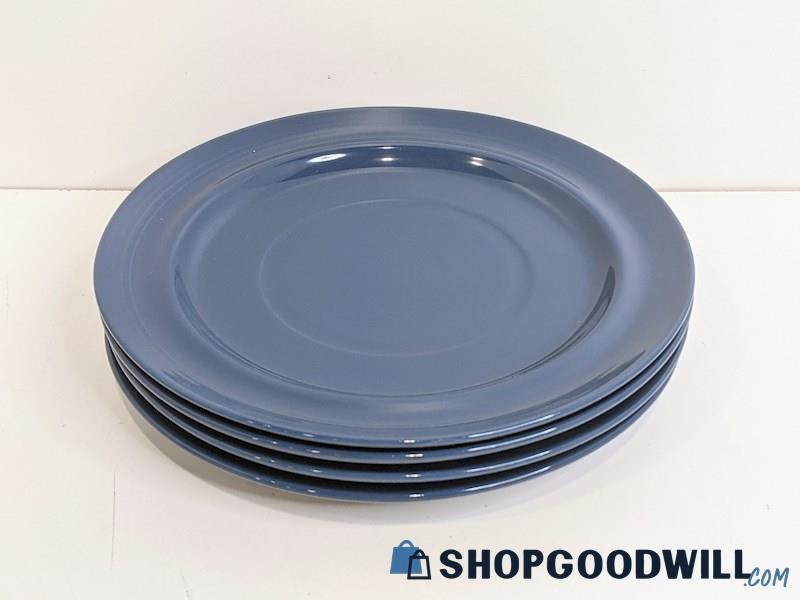 Set of 4 Home Concentrics Collection Stoneware Blue Dinnerware Plates IOB