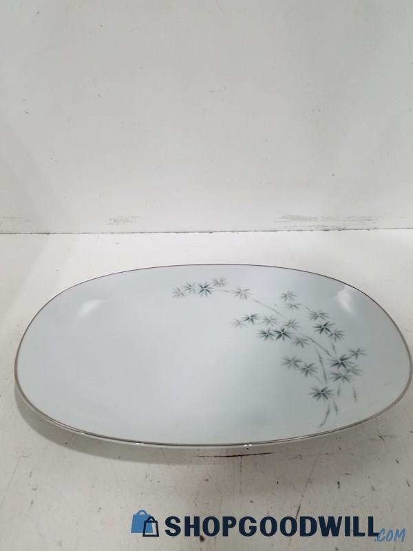 Noritake China White And Flower Bamboo Design Plate Tray 