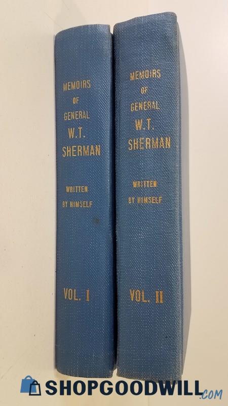 Vtg Facsimile Ed Memoirs Of General William T Sherman Vol 1-2 HC By Himself
