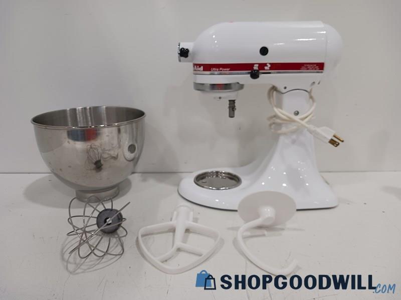 Kitchen Aid KSM09WH Ultra Power White / Red Kitchen Stand Mixer - Powers On