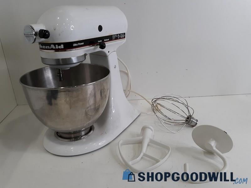 KitchenAid White Stand Mixer for Baking Mo. KSM90 Attachments - POWERS ON