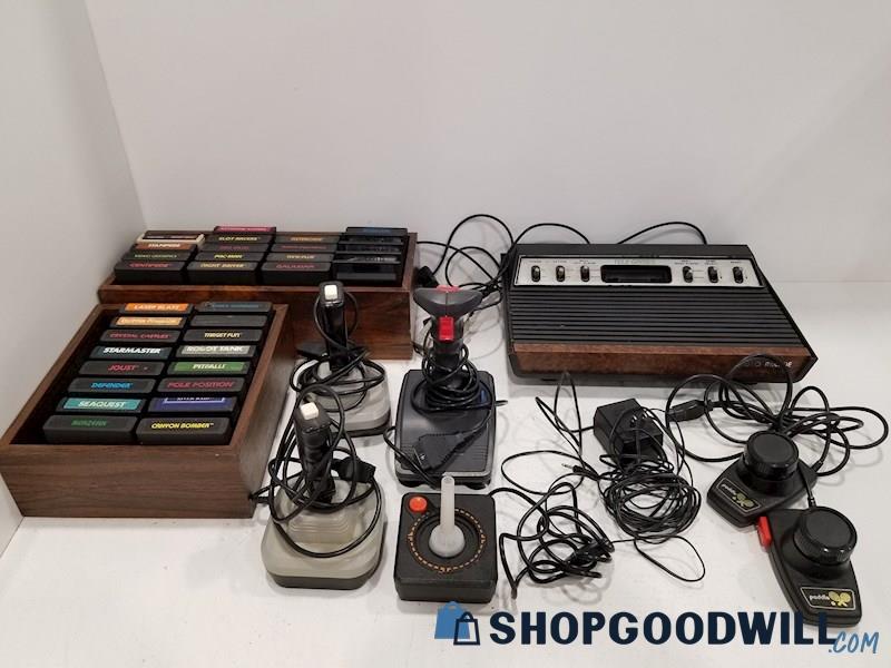 Vintage Atari Tele-Games Console w/ Games + Accessories 