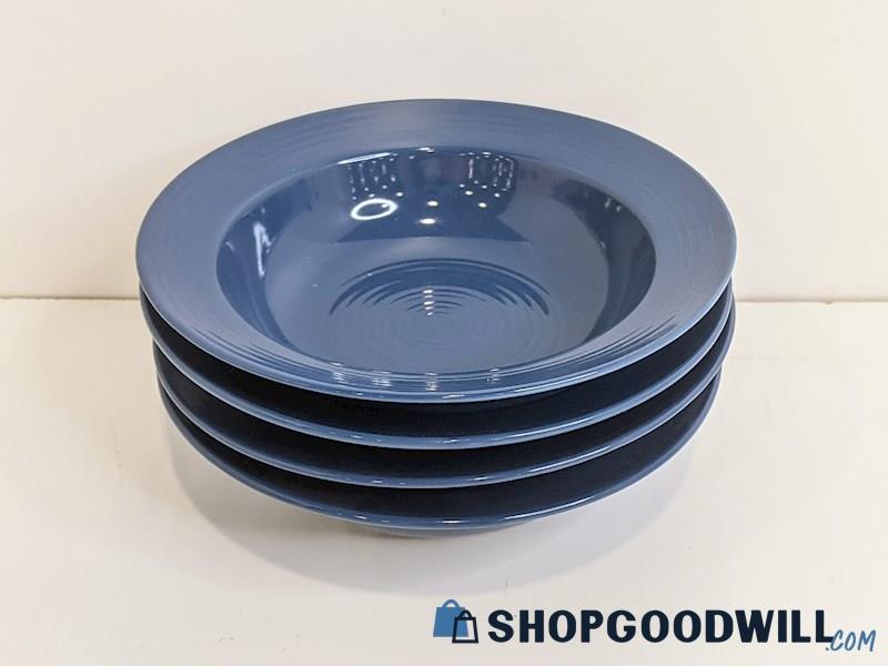 Set of 4 Home Concentrics Collection Stoneware Blue Dinnerware Soup Bowls IOB