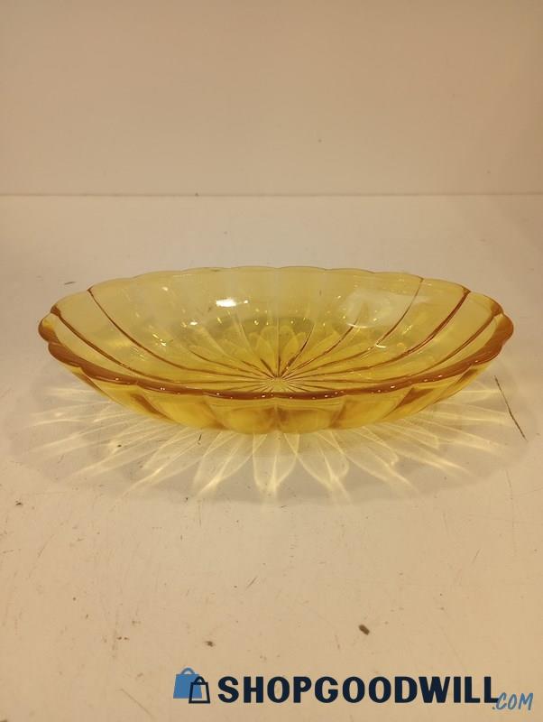 Vintage Yellow Amber Depression Glass Snack Bowl