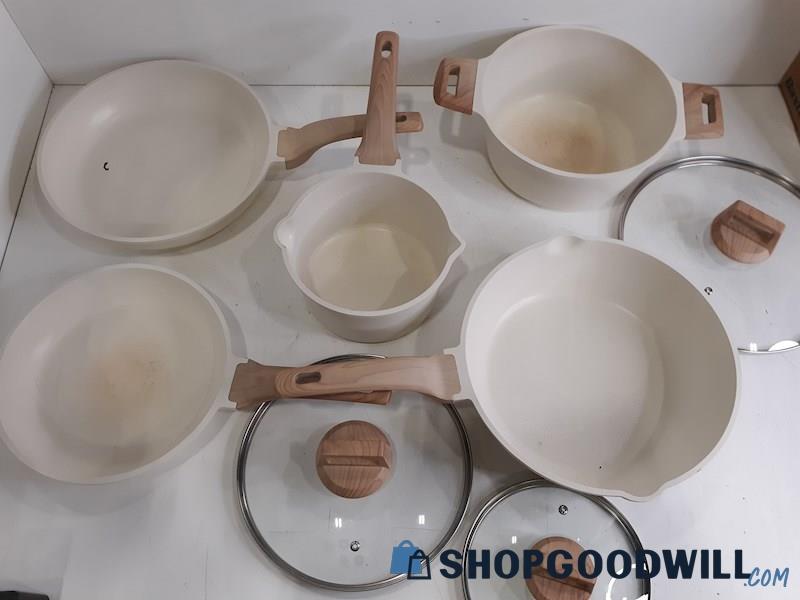 Lot of Carote Pots and Pans, MCM White / Beige Nonstick Cookware