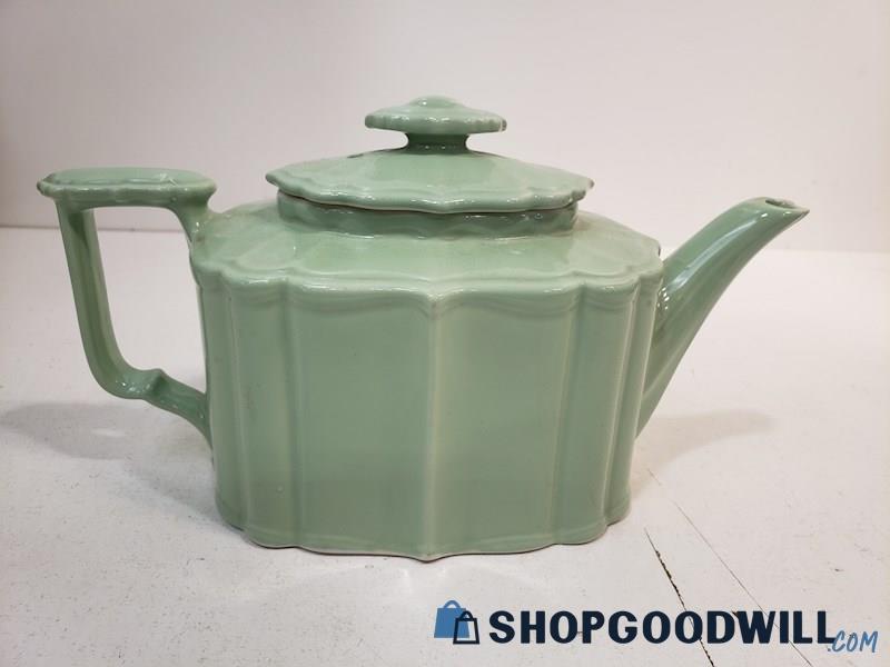 Vintage Hall Pottery China 6 Cup Teapot Celadon Green Rectangular Shape