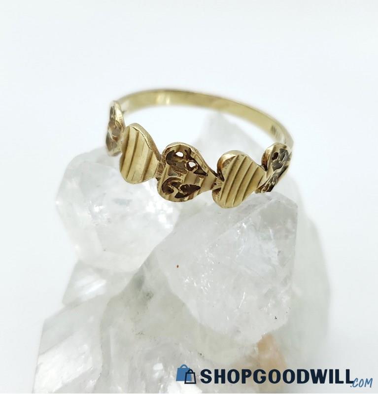 10K Yellow Gold Textured Heart Band Ring 1.70 grams Size 8 1/4