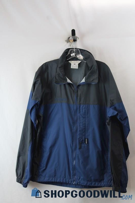 Columbia Men's Navy/Gray Packable Zip Up Lightweight Rain Jacket SZ M