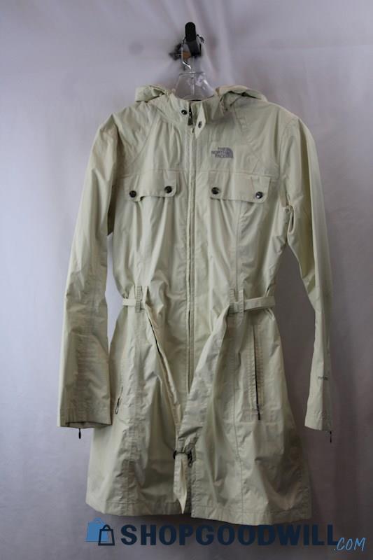 The North Face Women's Cream Belted Trench Rain Zip Up Jacket SZ M