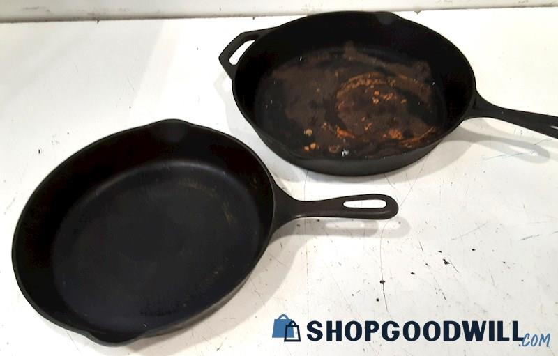 Cast Iron Frying Pans 12 inch and 10 1/2 inch Vintage